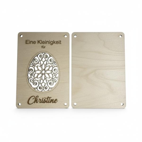 Holzkarte zu Ostern: Stilvolle Geldgeschenke personalisiert mit Namen – Die perfekte Geschenkidee für deine Liebsten!